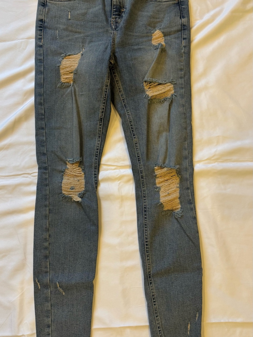 Topshop Women’s Skinny Ripped Jeans - Blue